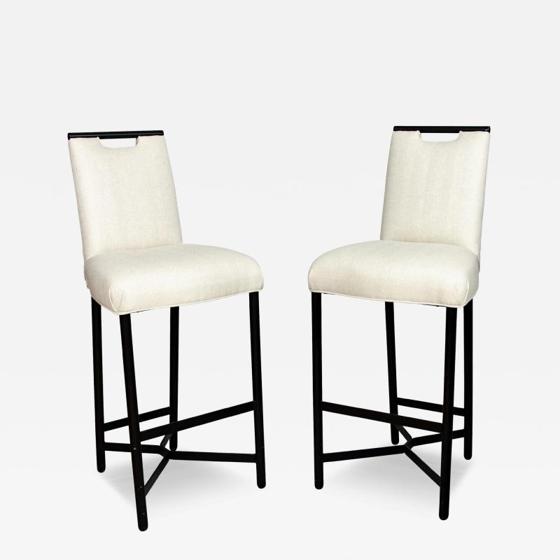 Pair of Donghia Ebonized Bar Chairs