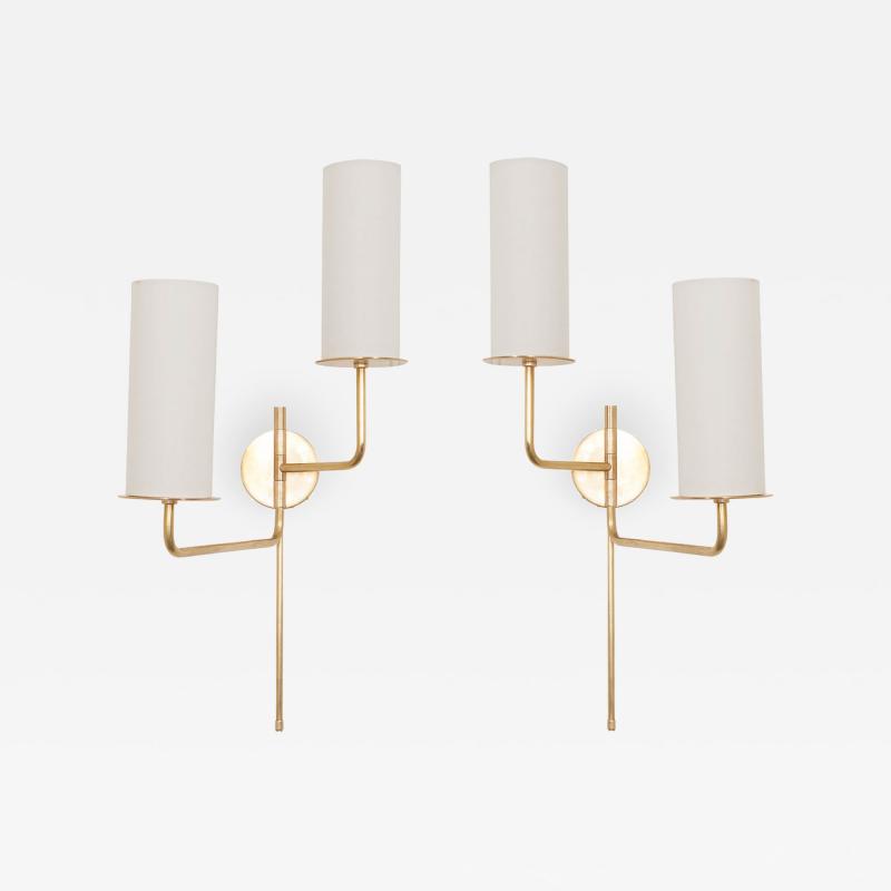 Pair of Double Swing Arm Brass Sconces