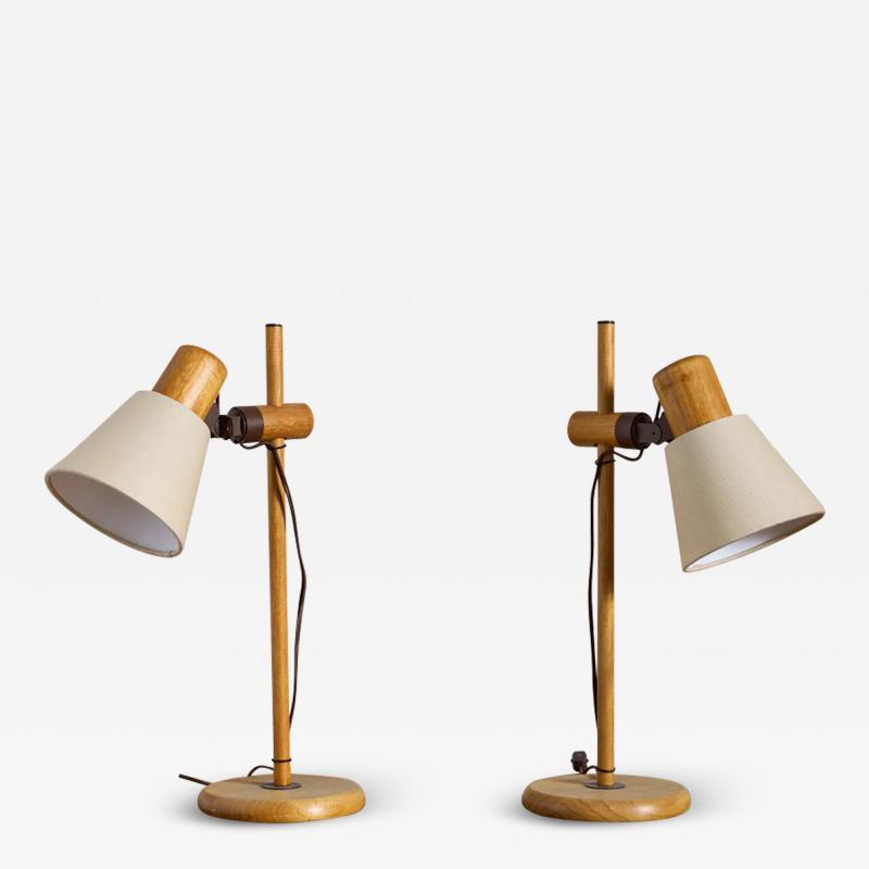 Pair of Dutch Pine Adjustable Table Lamps
