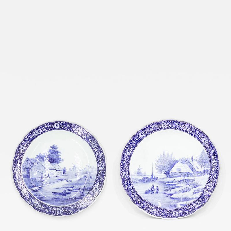Pair of Dutch Porcelain Landscape Charger Plates