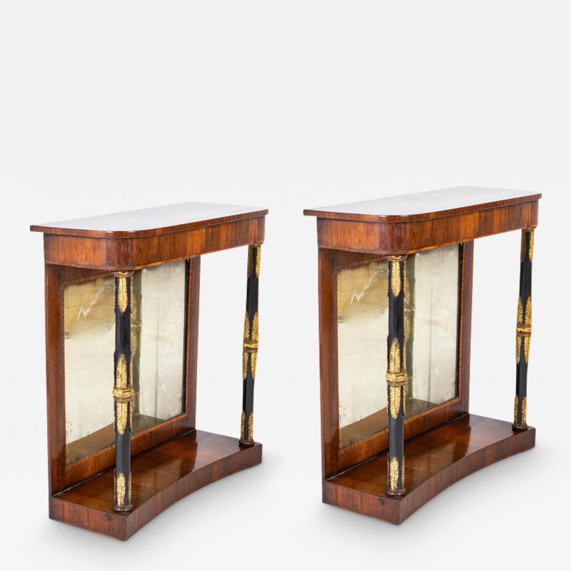 Pair of Early 19th Century Regency Rosewood Mirror Back Console Tables