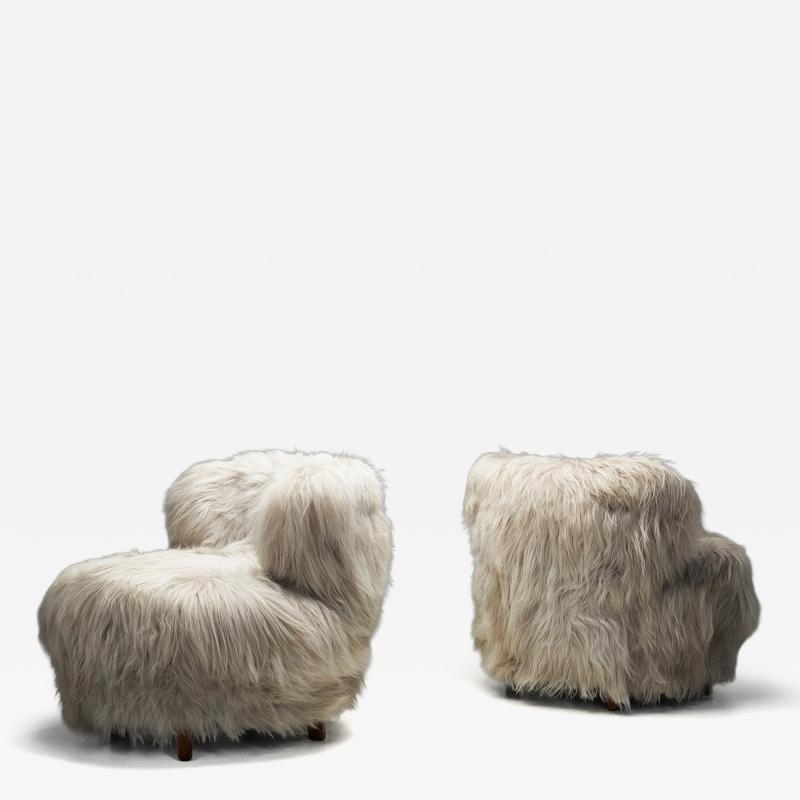 Pair of Easy Chairs in Grey Longhair Europe Mid 20th Century