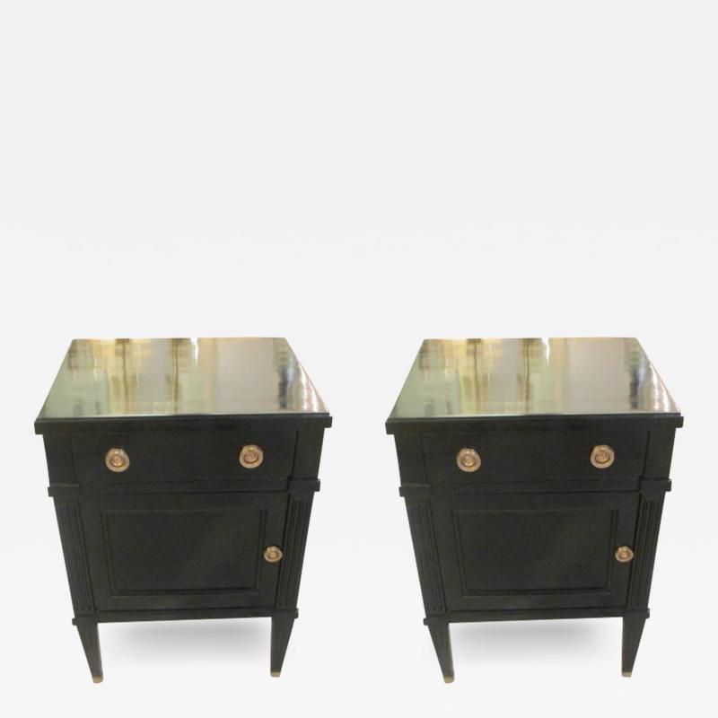 Pair of Ebonized Louis XVI Style Nightstands