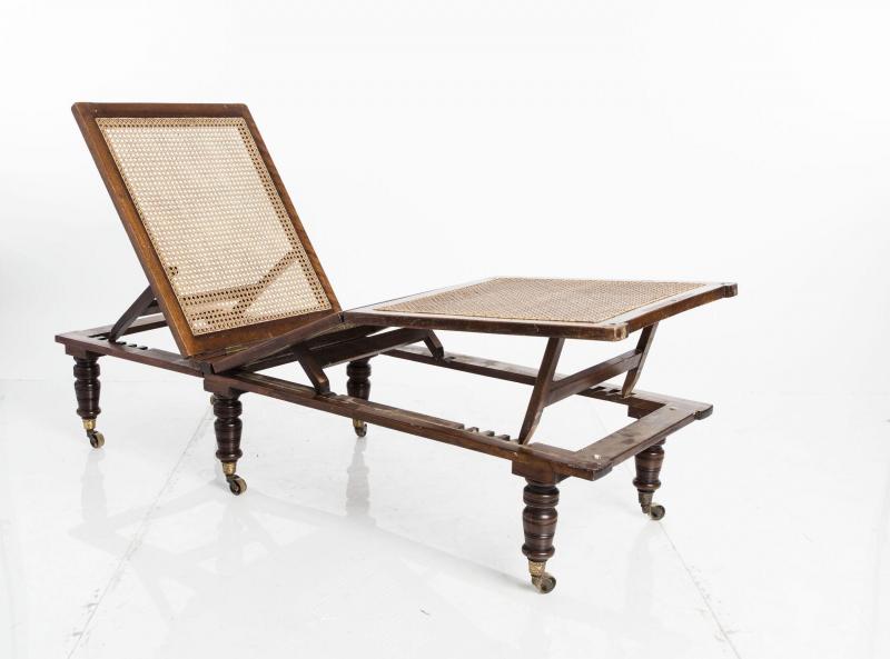 Antique Edwardian Chaise Lounges with Woven Cane Seat