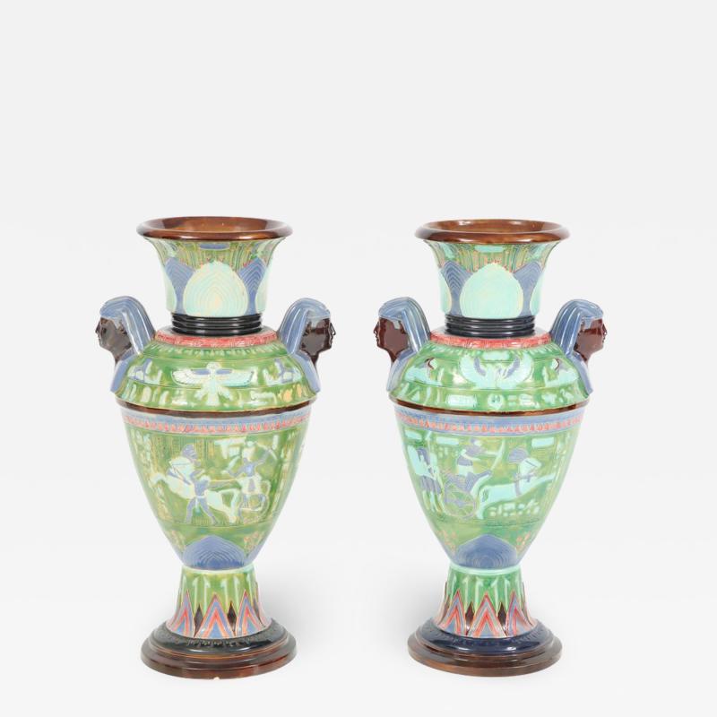 Pair of Egyptian Revival Ceramic Vases