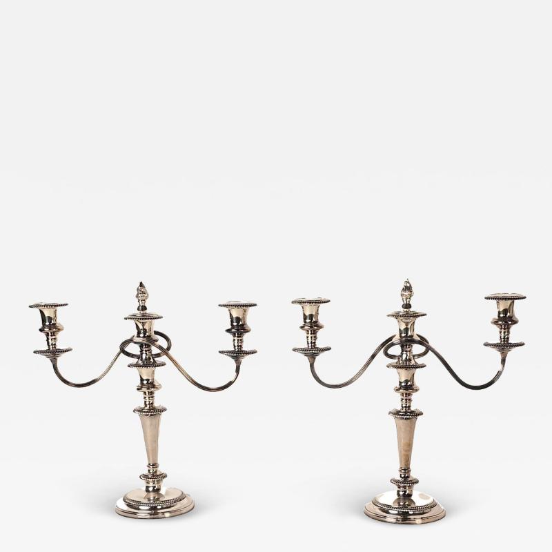 Pair of Ellis Barker Silver Plated Two Arm Candelabra England circa 1920 