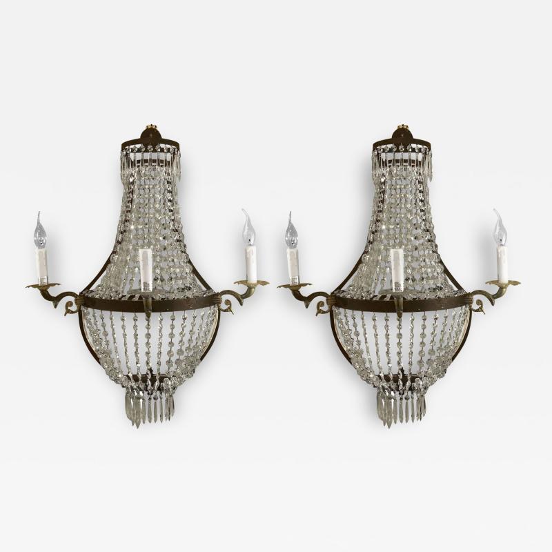 Pair of Empire Niermann Weeks Style Three Light Sconces by Timothy Oulton