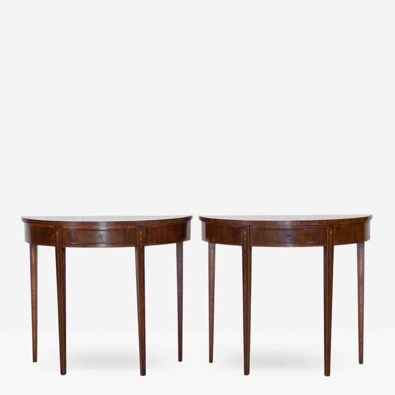 Pair of English 19th Century Demi Lune Side Tables