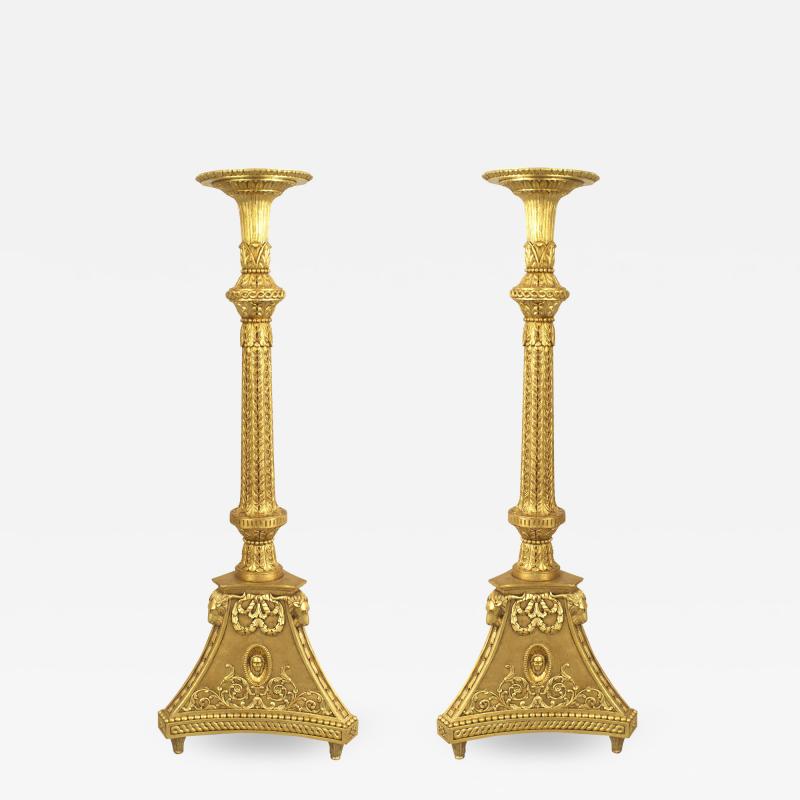 Pair of English Adam Gilt Wood Pedestals