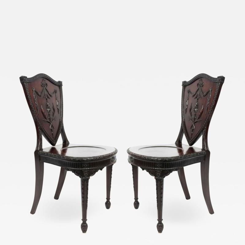 Pair of English Adam Shield Back Side Chairs