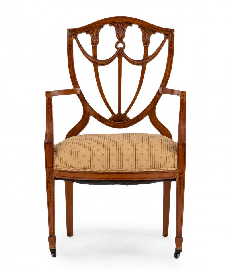 Pair of English Adam Style Shield-Back Chairs