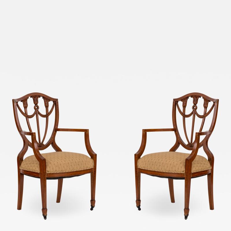 Pair of English Adam Style Shield Back Chairs