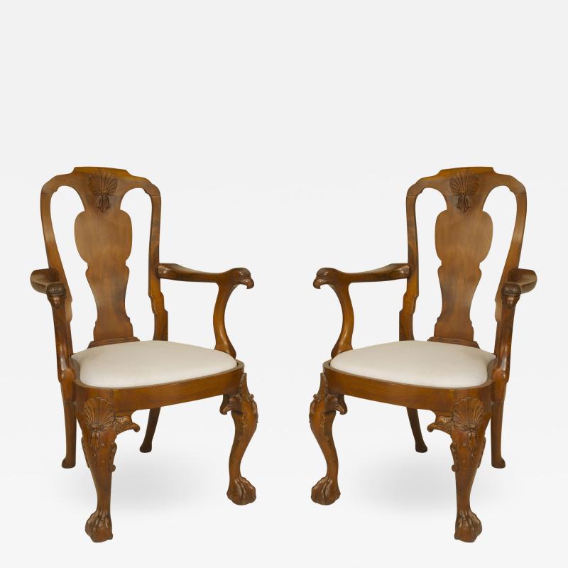 Pair of English Anglo Indian Padouk Arm Chairs
