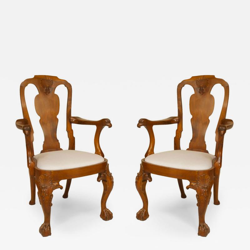 Pair of English Anglo Indian Padouk Armchairs