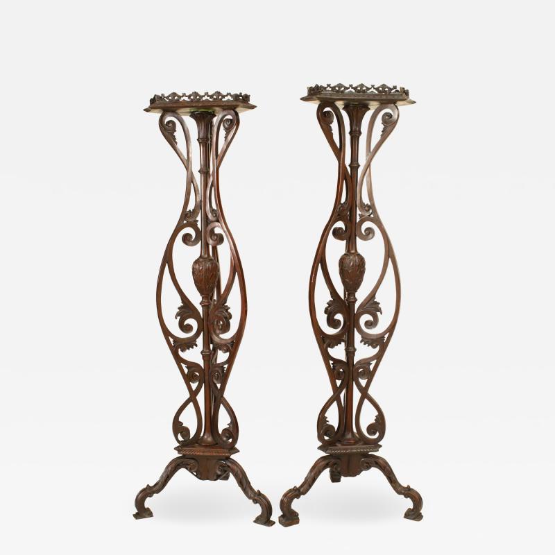 Pair of English Chippendale Mahogany Pedestals