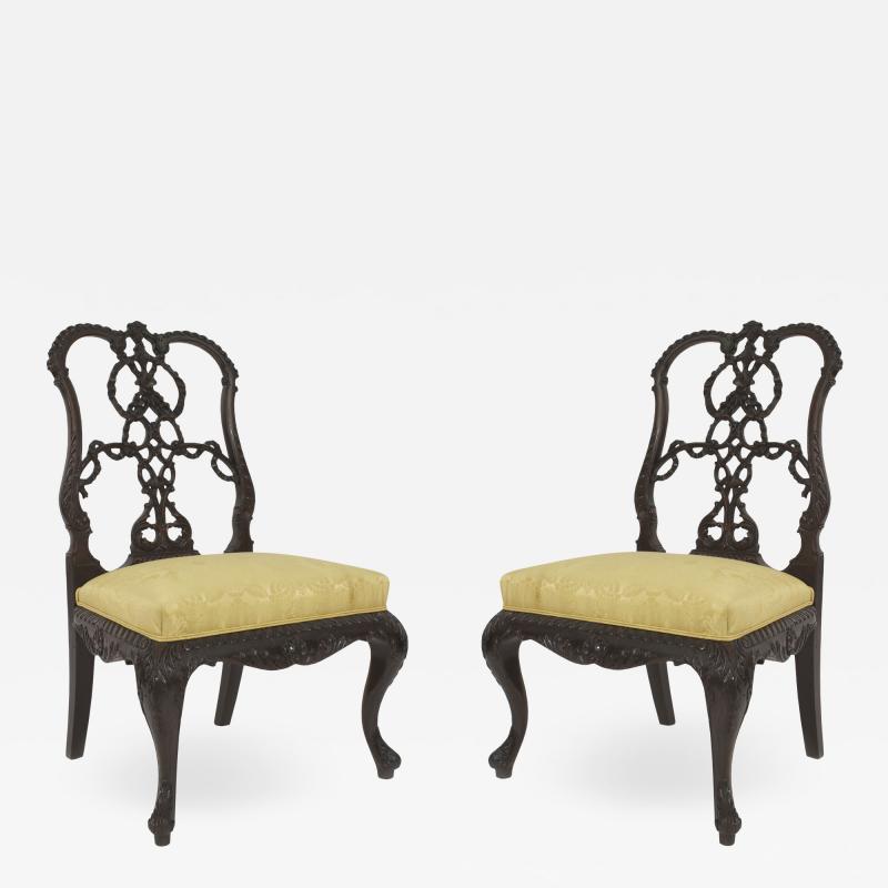 Pair of English Chippendale Mahogany Side Chairs