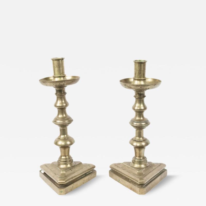 Pair of English Country Pewter Candlesticks