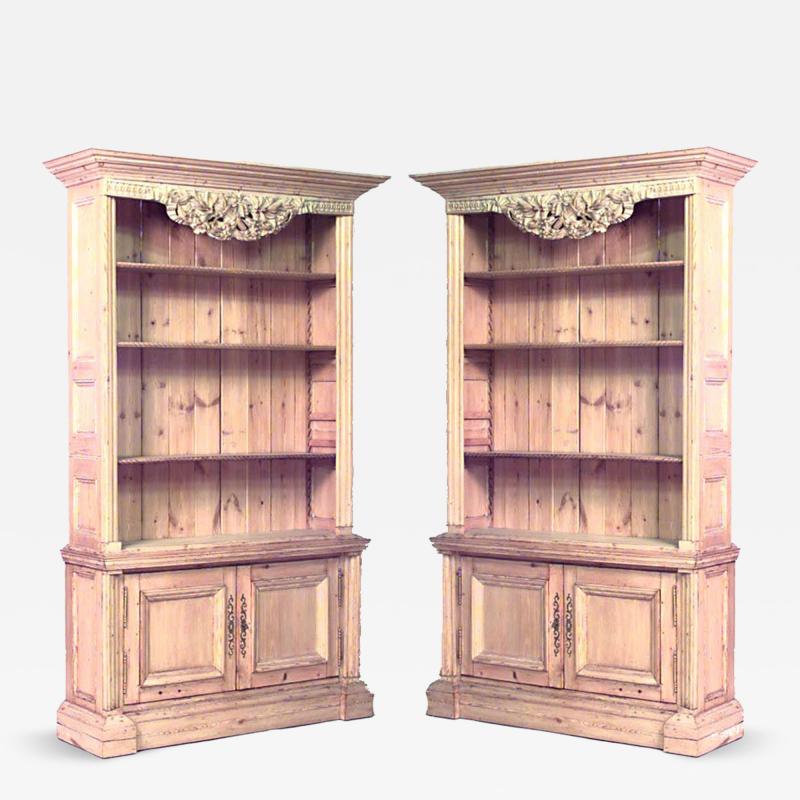 Pair of English Country Stripped Pine Bookcases