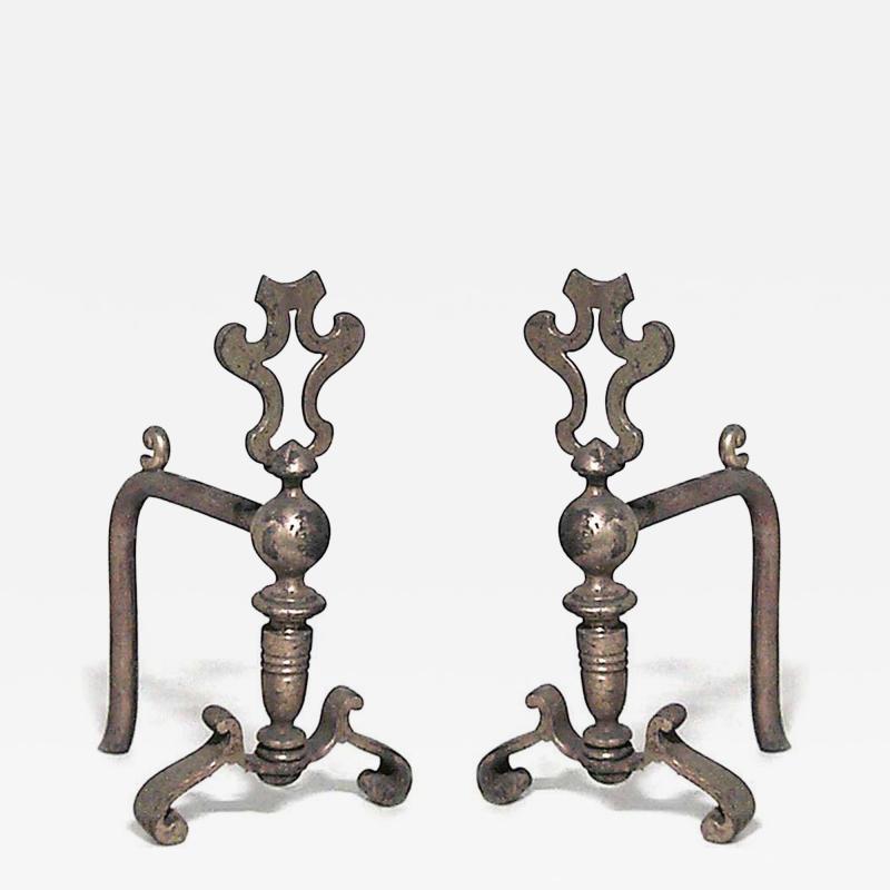 Pair of English Georgian Brass Andirons