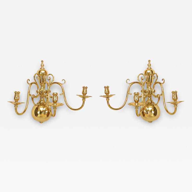 Pair of English Georgian Brass Wall Sconces