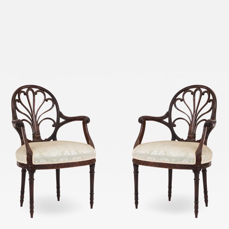 Pair of English Georgian Mahogany Arm Chairs