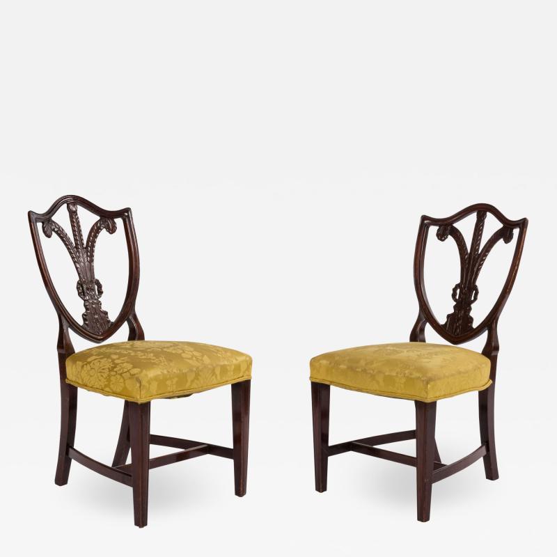 Pair of English Hepplewhite Mahogany Shield Side Chairs