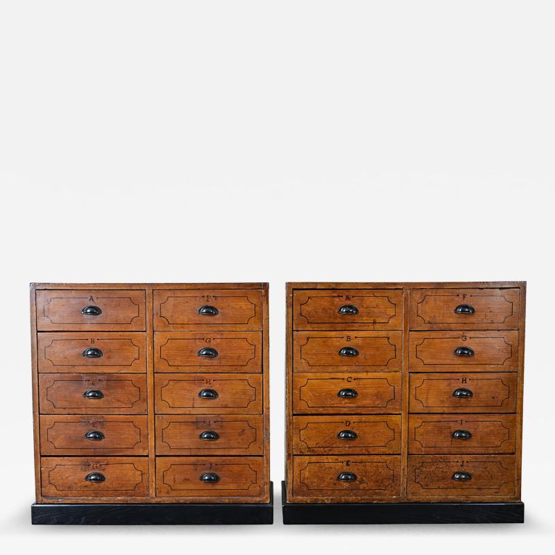 Pair of English Painted Pine File Drawers