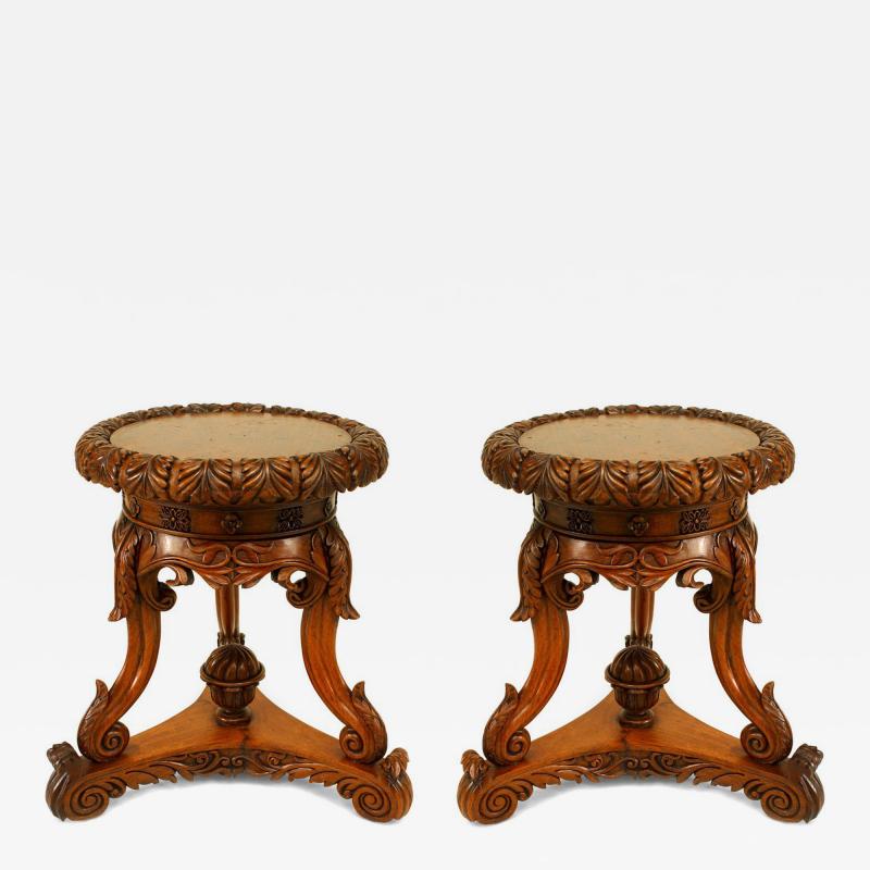 Pair of English Regency Anglo Indian Rosewood Taborets