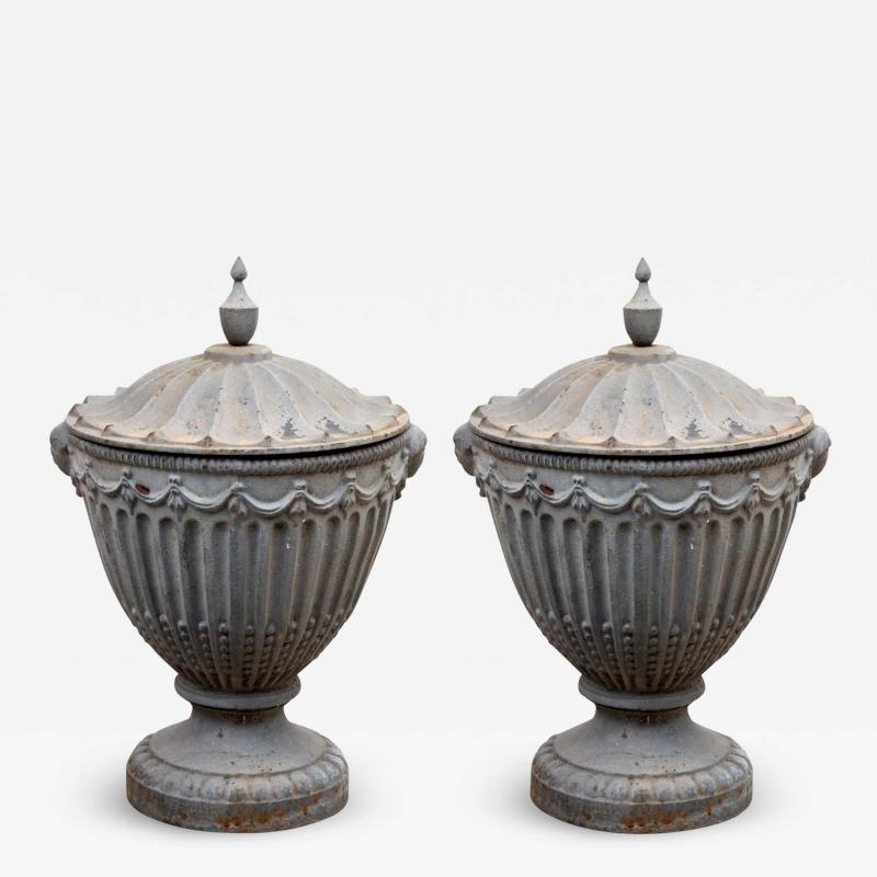 Pair of English Regency Lidded Urns 19th Century