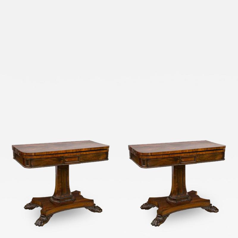 Pair of English Regency Rosewood Game Tables