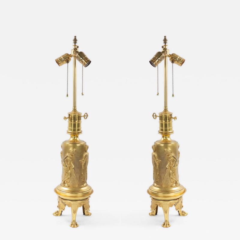 Pair of English Regency Style Bronze Dore Table Lamps