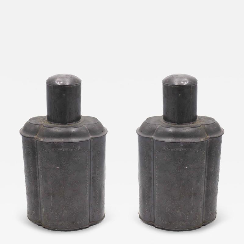 Pair of English Renaissance Style Pewter Tea Vases