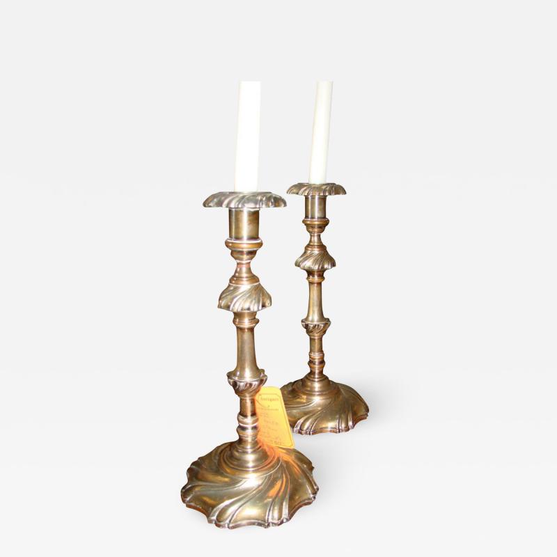 Pair of English Silvered Candlesticks