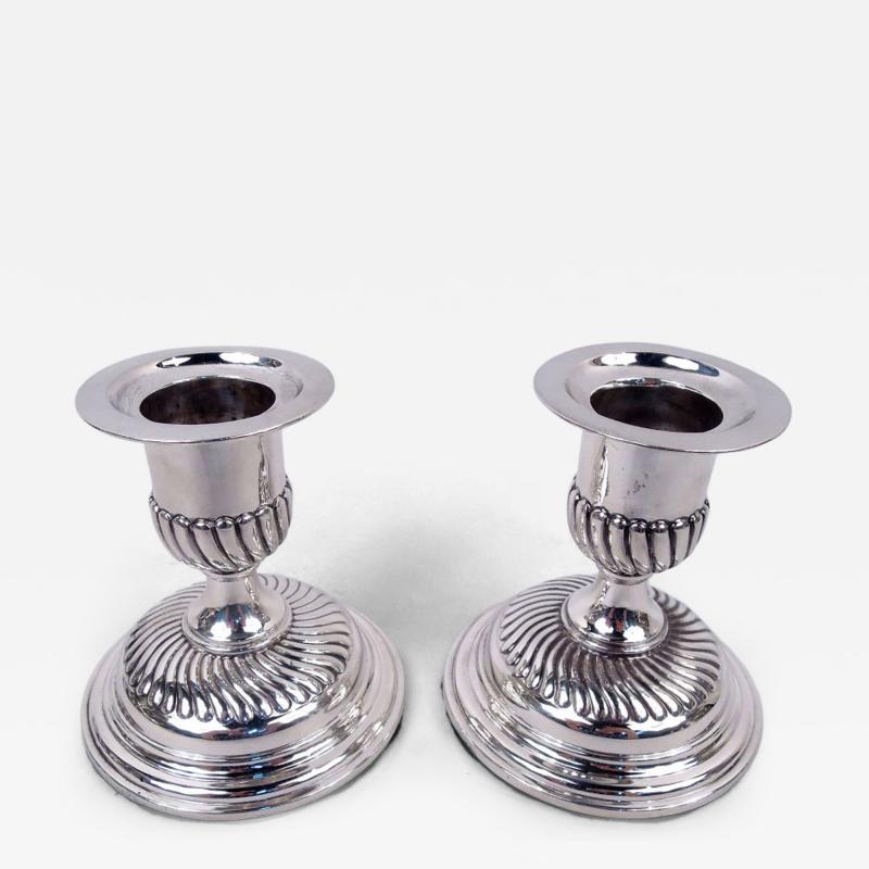 Pair of English Victorian Classical Sterling Silver Candlesticks 1889