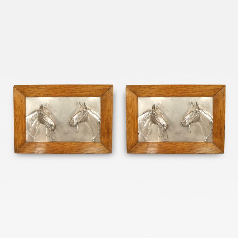 Pair of English Victorian Country Silver Horse Wall Plaques
