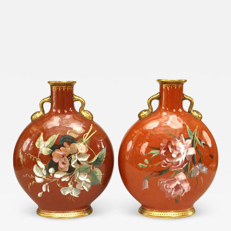 Pair of English Victorian Minton Porcelain Vases