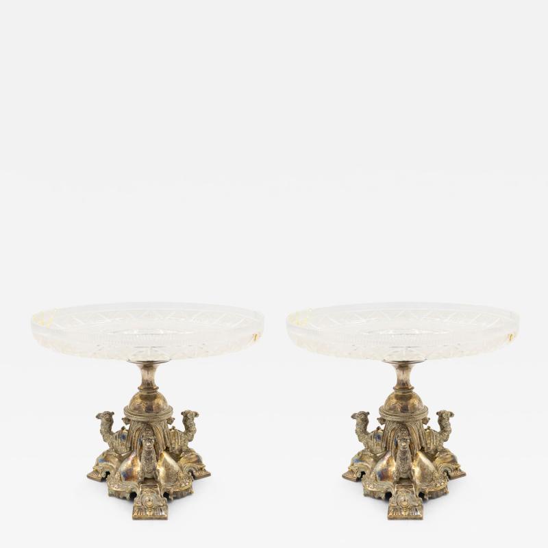 Pair of English Victorian Silver Plated Camel Centerpieces