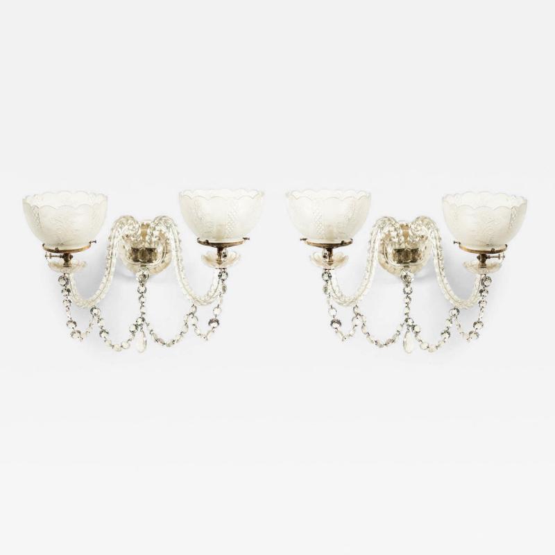Pair of English Victorian Waterford Crystal Wall Sconces