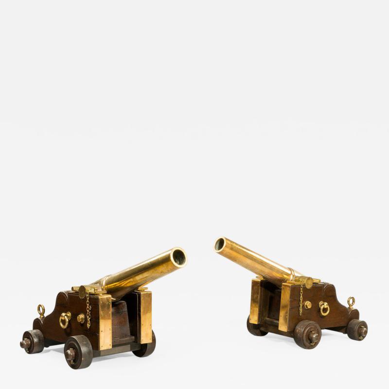 Pair of English bronze signal cannon