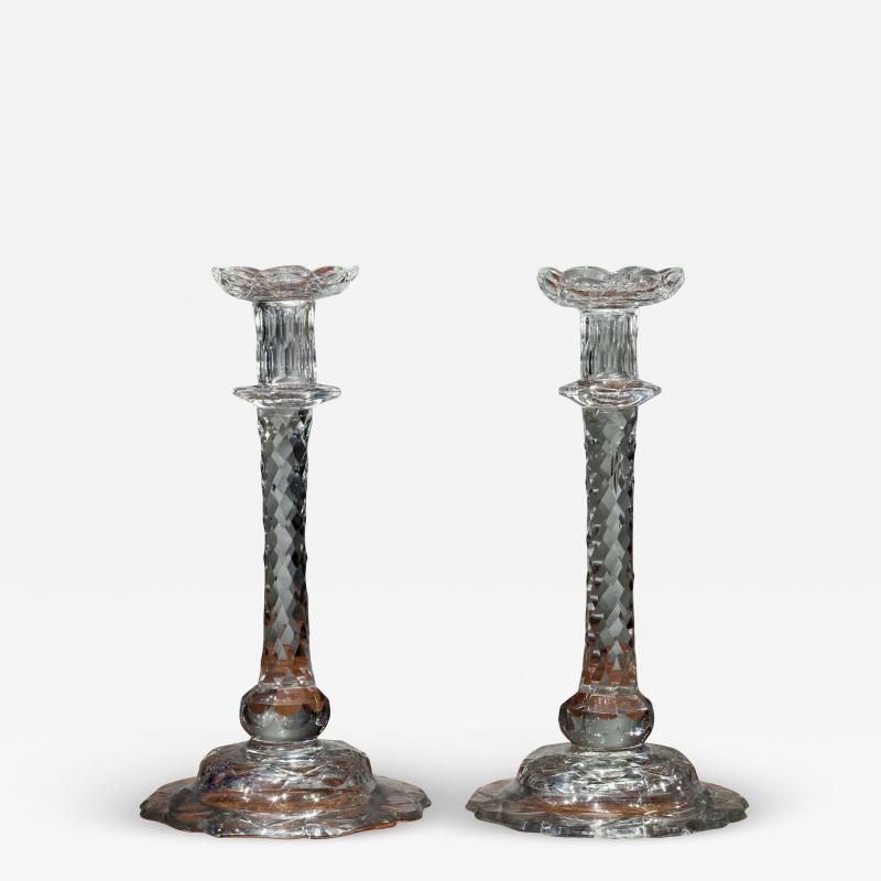 Pair of English glass candlesticks c 1760