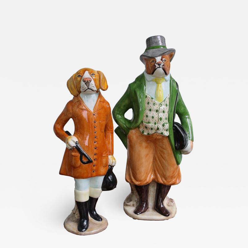 Pair of Equestrian Canine Figurines