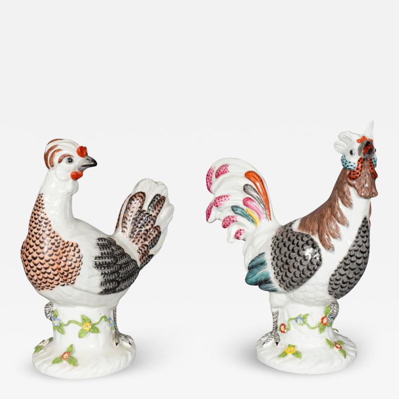 Pair of European Porcelain Roosters