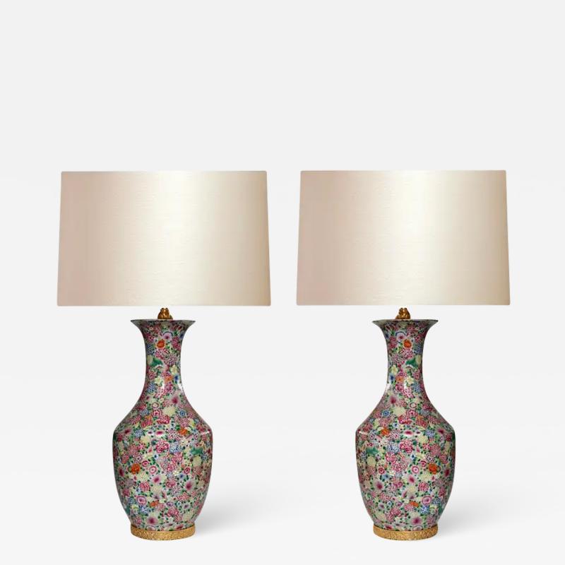 Pair of Familie Rose Porcelain Lamps