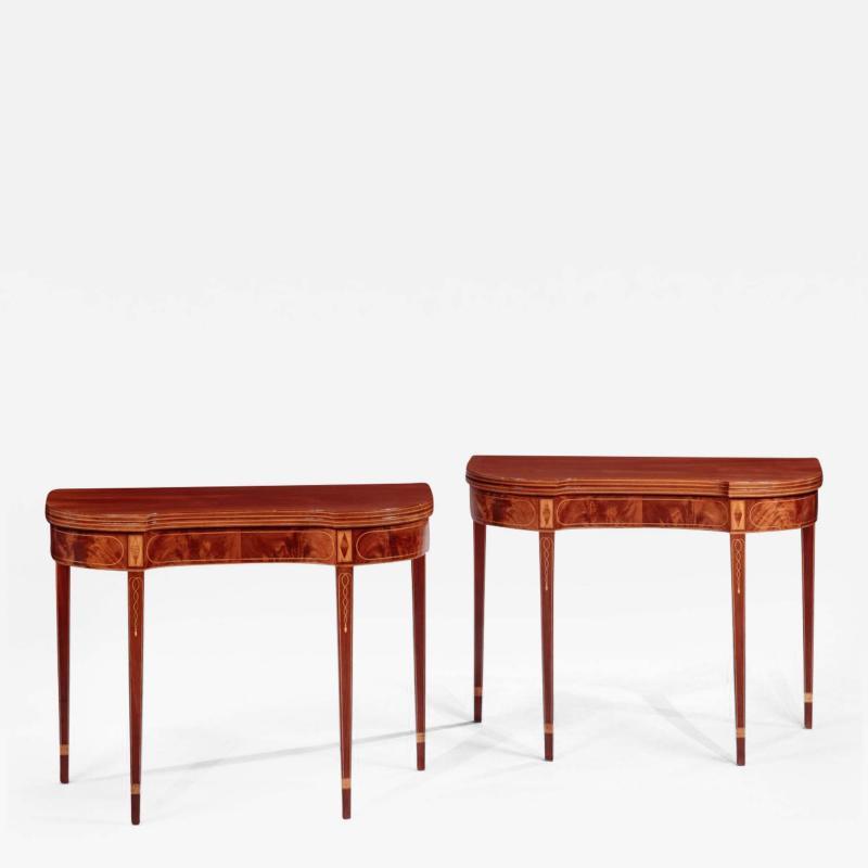 Pair of Federal Inlaid Kidney Shaped Card Tables