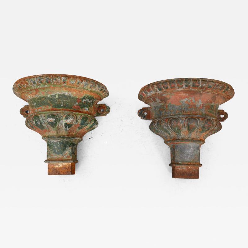 Pair of Fine Cast Iron Wall Mounted Garden Planters