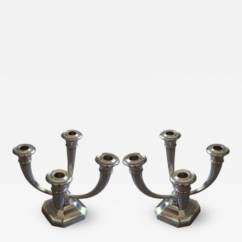Pair of Fine French Art Deco Silver Plated Candelabrum