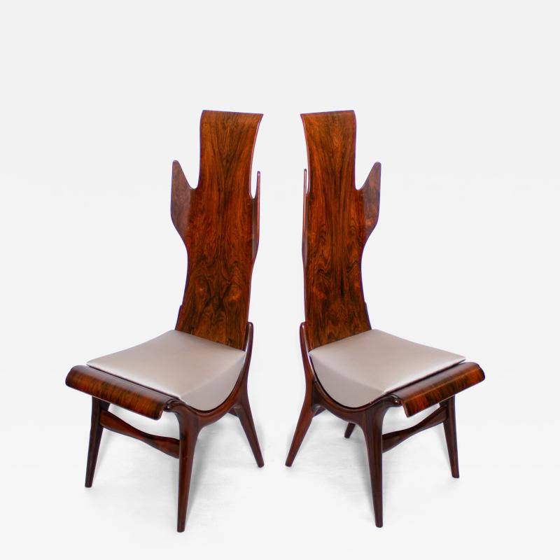 Pair of Flame Dining chairs by Dante la Torre for Pozzi Italy 1950s