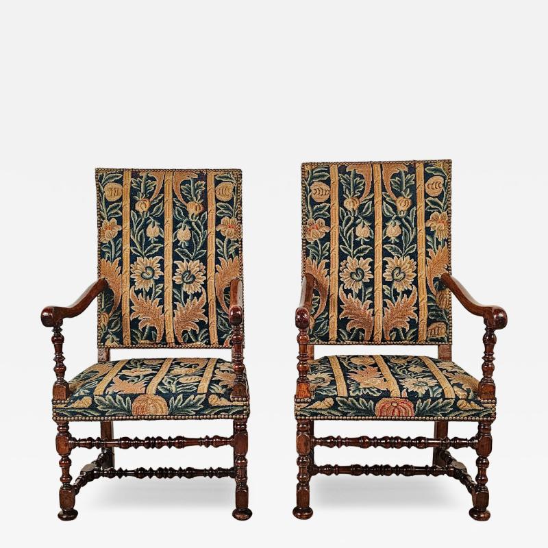 Pair of Flemish Baroque Walnut Chairs probably 18th century