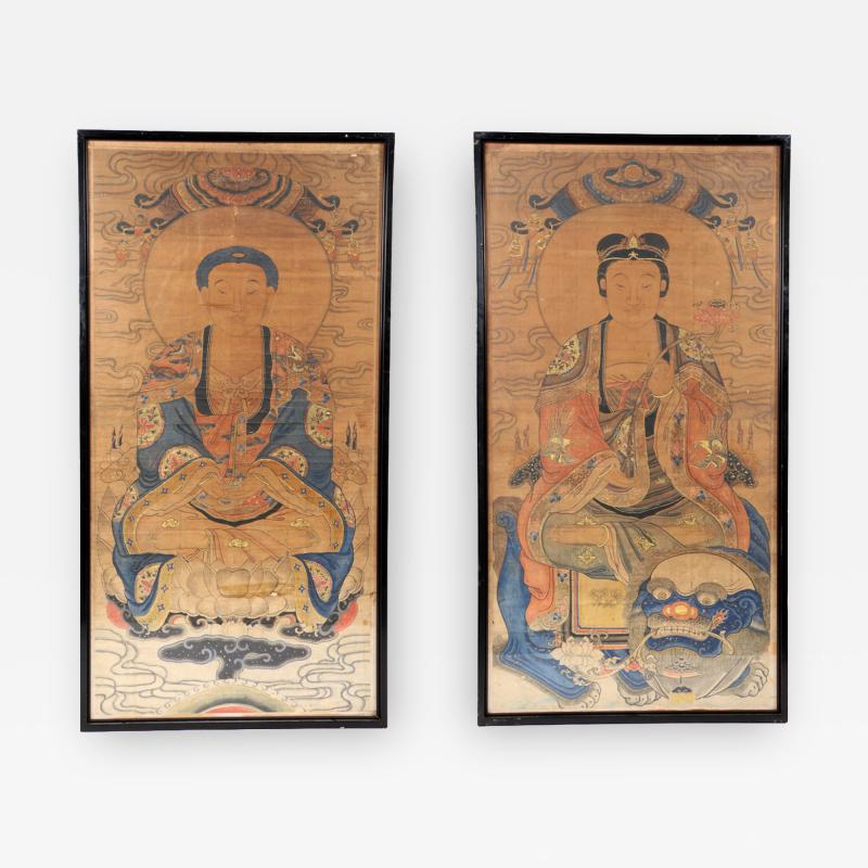 Pair of Framed of Antique Buddhism Paintings