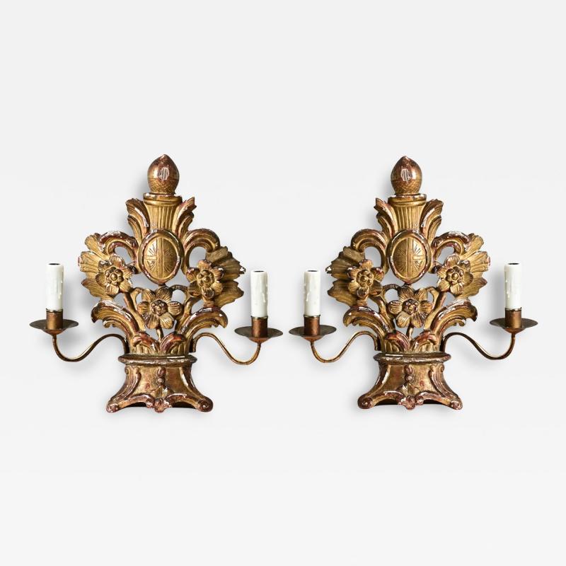 Pair of French 18th Century Gilt Candelabras